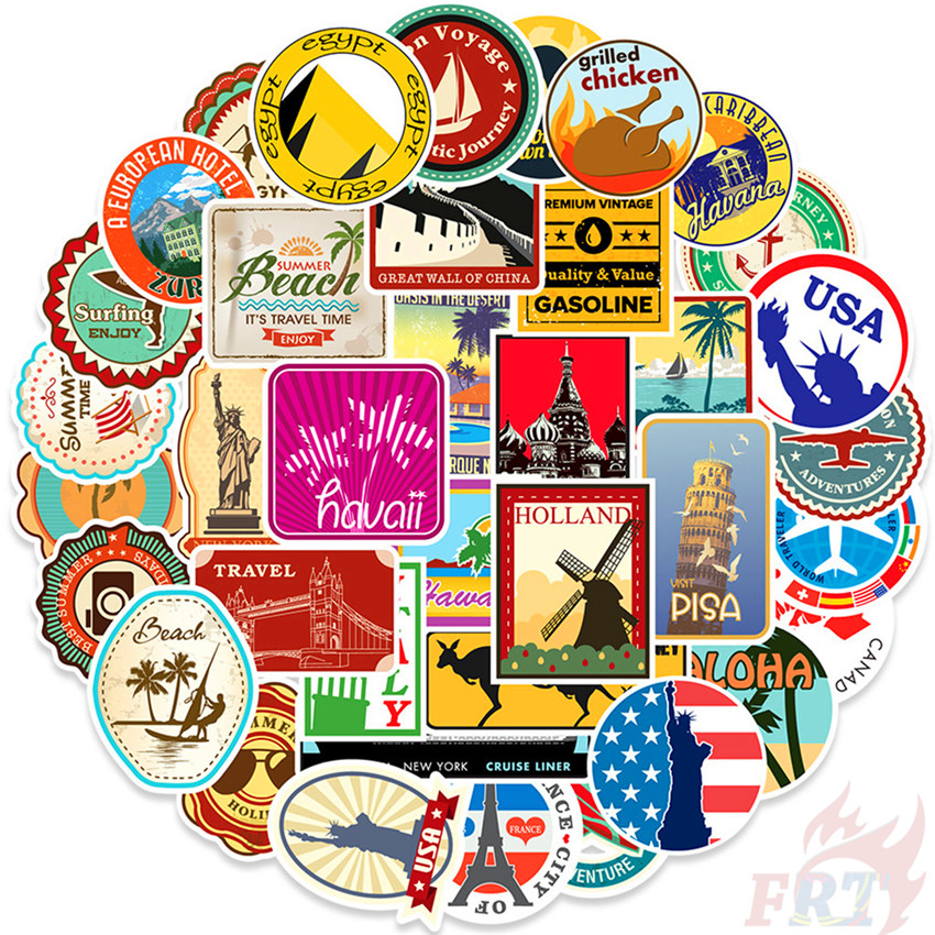 100Pcs/Set ❉ Famous Tourist City Scenery Series 02 - City Travel Stickers ❉ Tourist Attraction DIY Fashion Mixed Luggage Laptop Skateboard Doodle Decal Stickers