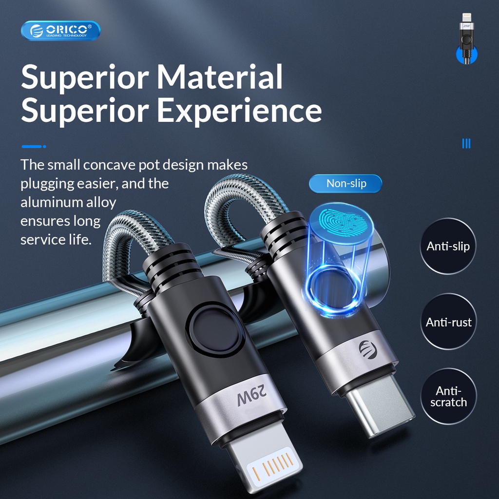 Cáp sạc nhanh ORICO C2L USB C to Lightning PD 29W phù hợp cho smartphone