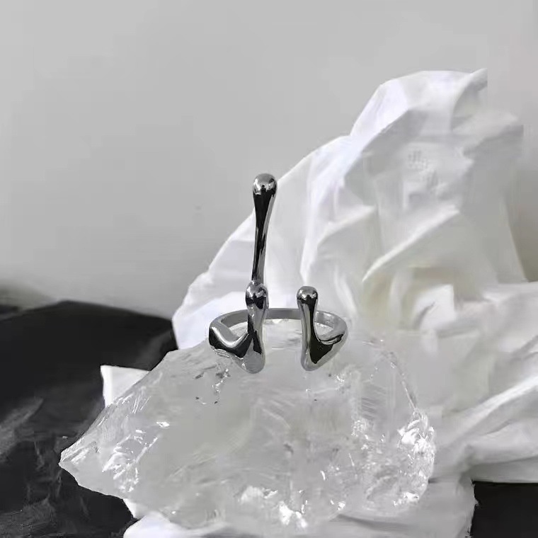 Nhẫn Đeo Tay Bằng Kim Loại Thiết Kế Bất Đối Xứng Phong Cách hip hop Thời Trang Cao Cấp