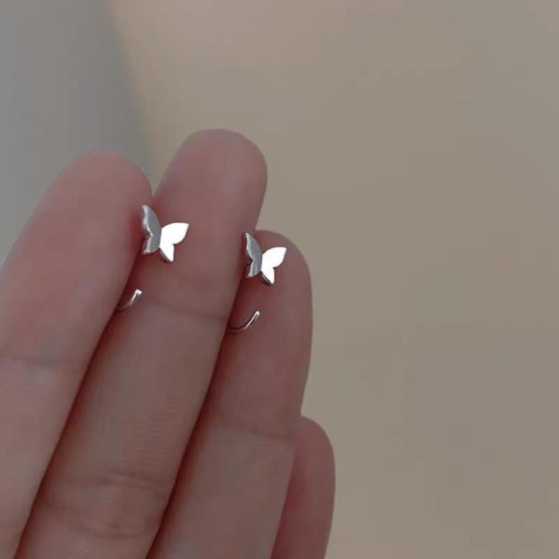Khuyên tai bạc nữ LIN Silver- Khuyên tai bạc hình cánh bướm nữ tính