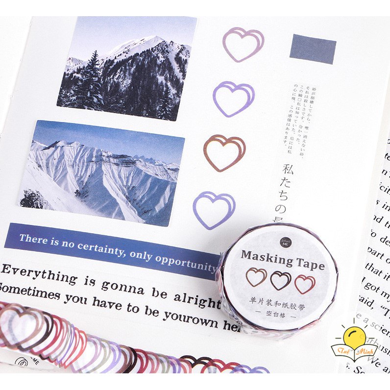 Cuộn 100 sticker trái tim dán trang trí thủ công, bullet journal, planner STI34