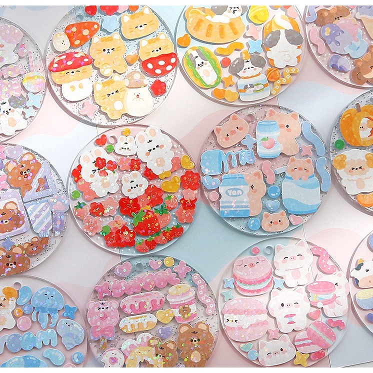 Bộ 6 tấm sticker Dodojam hình dán hologram trang trí sổ tay toploader | BSB304