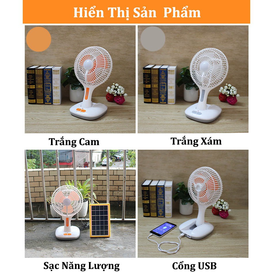 Quạt Tích Điện Ông Tây KM-F0166U Có Đền Gấp Gọn Tiện Lợi - Quạt Gấp Gọn Để Bàn