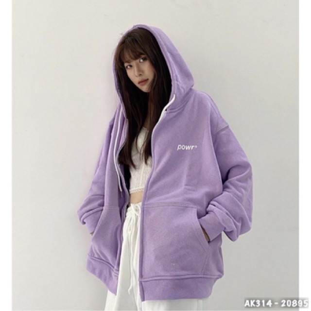 Áo Khoác Nỉ "POWR" Nỉ Hàng QC Dày Dặn Jackets Nữ Nỉ Ngoại Form Rộng Unisex Nam Nữ in POWR TÍM - AK3314 | BigBuy360 - bigbuy360.vn