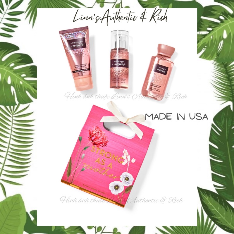 A THOUSAND WISHES - SET 3 MÓN XỊT THƠM 88ML DƯỠNG THỂ BODY MIST BATH BODY WORKS USA