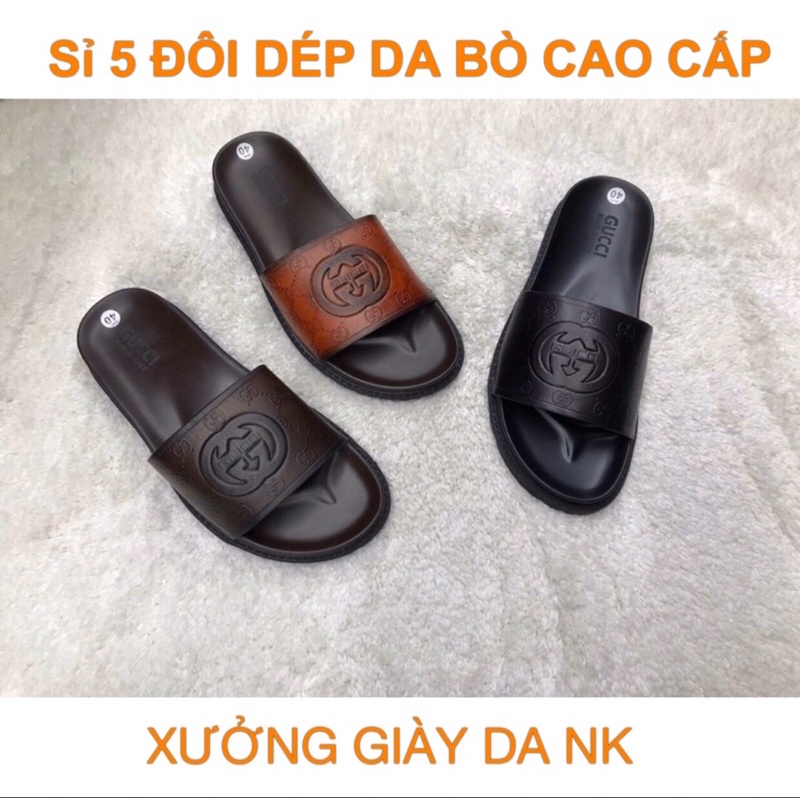 Dép da bò cao cấp SỈ DÉP 5ĐÔI -Đế 100% cao su mềm không đau chân tại Xưởng NK