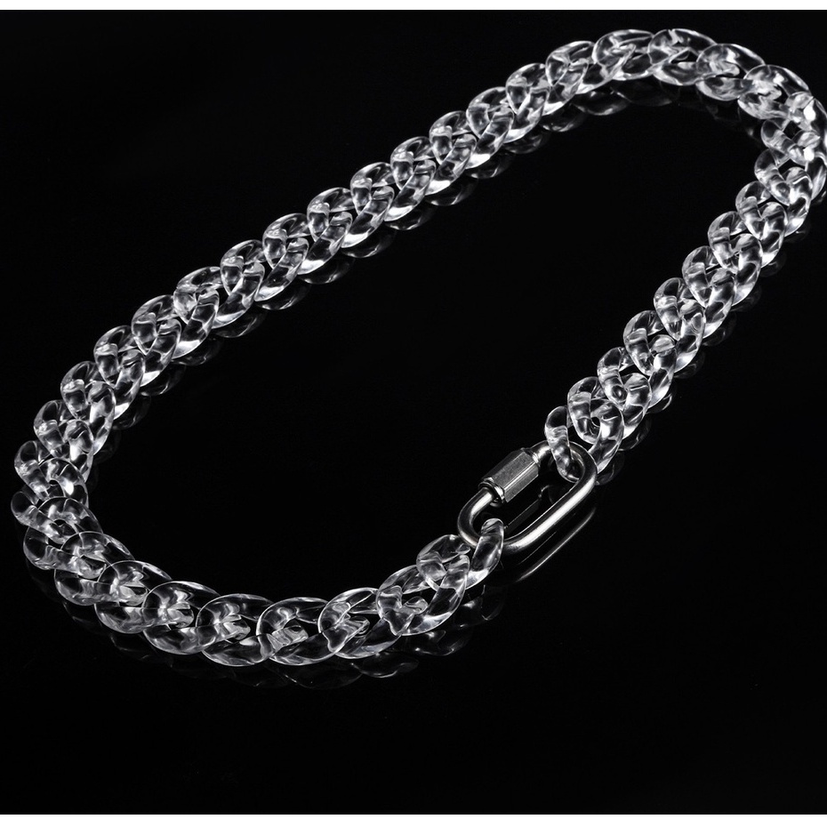 Dây chuyền acrylic trong suốt có khóa cài phong cách hip hop cá tính thời trang unisex