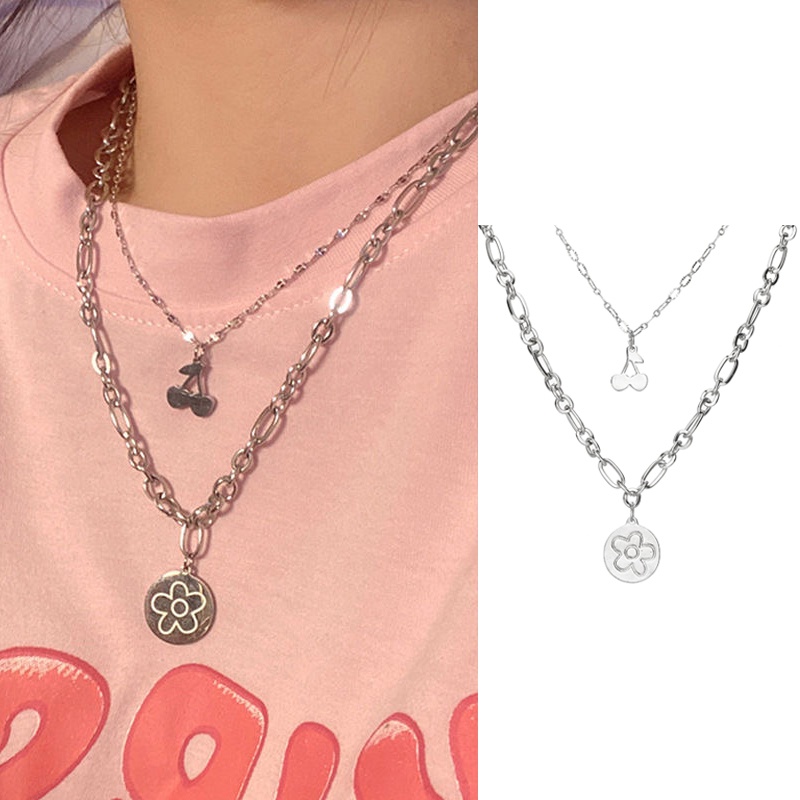 IF ME  Dây chuyền pha lê/ngọc trai nhân tạo/hình hoa/bướm phong cách Hàn Quốc đơn giản thời trang