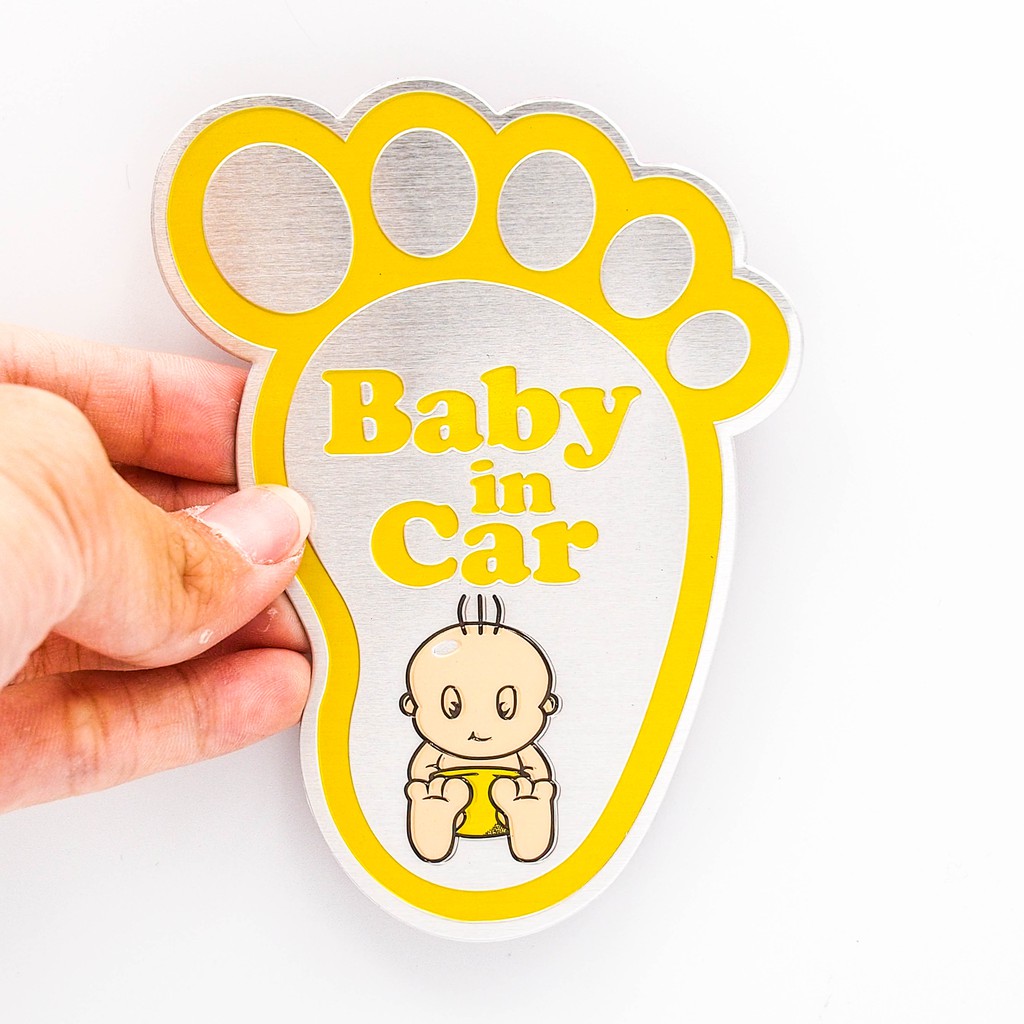 Bàn chân vàng - Sticker hình dán metal kim loại Baby in car