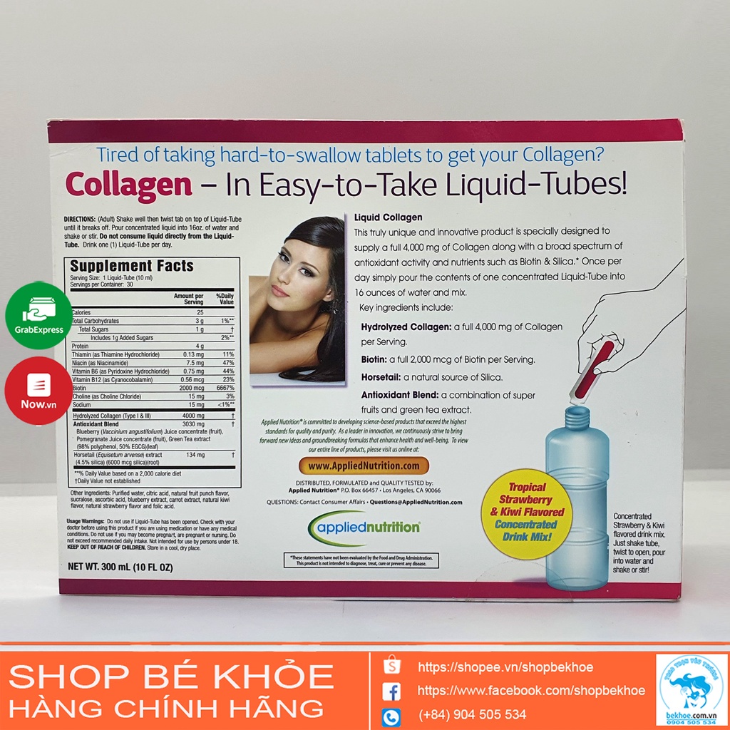 Collagen nước cao cấp Liquid collagen 4000mg One-per-day Drink mix Applied Nutrition