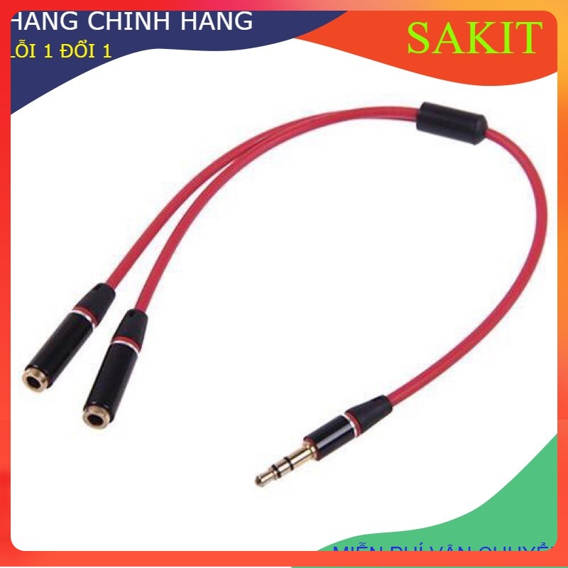 Jack - Cáp Chuyển Đổi Tai Nghe 1 chân 3.5mm Sang 2 Cổng 3.5mm cáp chia audio và mic dùng cho laptop và máy tính PC