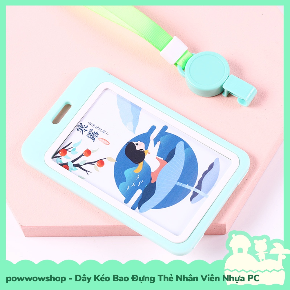 [Sẵn VN - Hỏa Tốc] Dây Vải Kéo Kèm Bao Đựng Thẻ Nhân Viên Nhựa PC Phong Cách Pastel Đơn Sắc Simple Color