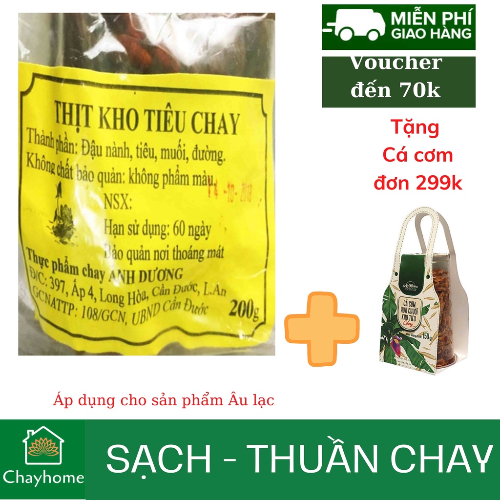 [200g] Thịt kho tiêu chay - Chayhome - Thực phẩm chay/ đồ ăn chay/ thịt chay  + TẶNG Chà bông Chay Âu Lạc 799k | BigBuy360 - bigbuy360.vn