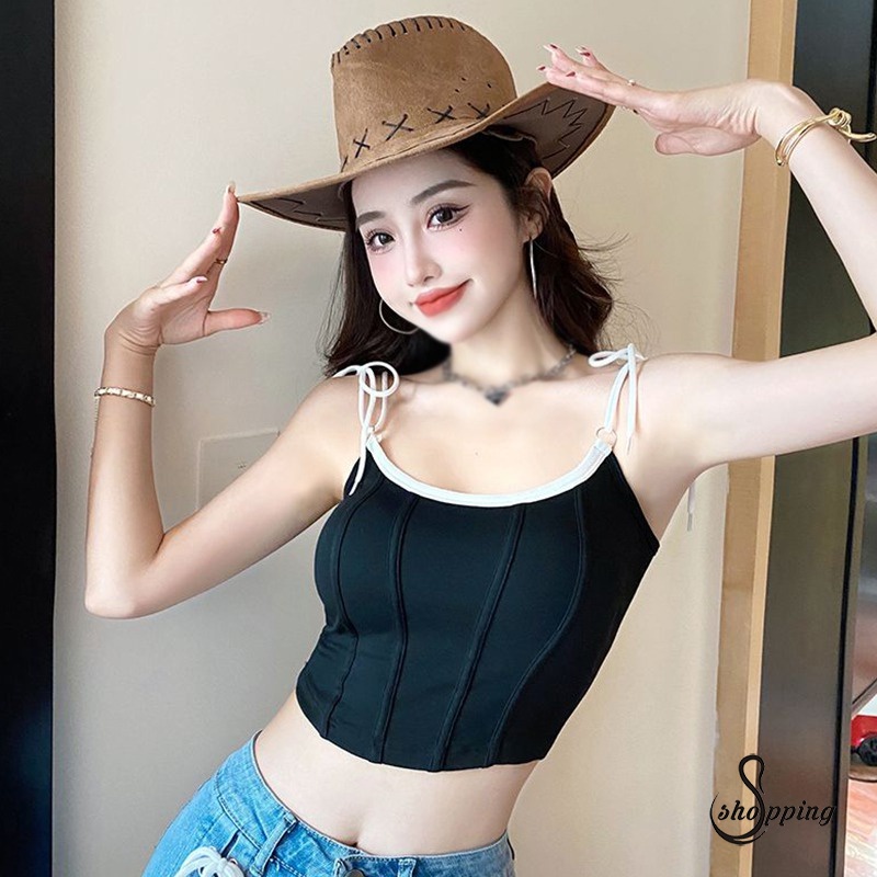 Áo Hai Dây Có Mút Đệm Ngực Thời Trang Mùa Hè Quyến Rũ Cho Nữ