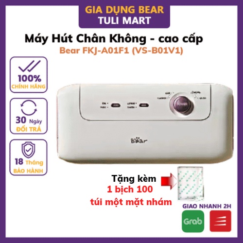 Máy hút chân không Bear mini cầm tay 4 tính năng giúp bảo quản thực phẩm lâu Tặng kèm 30  túi Gia dụng Bear Tuli Mart