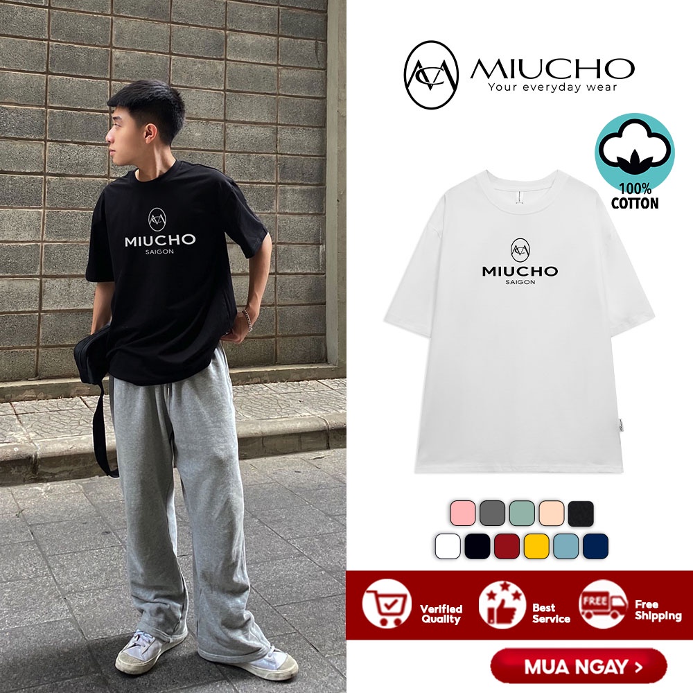 Áo thun nữ form rộng đẹp tay lỡ kiểu hàn quốc, áo phông nữ form rộng unisex vải cotton AT244 Miucho in brand name