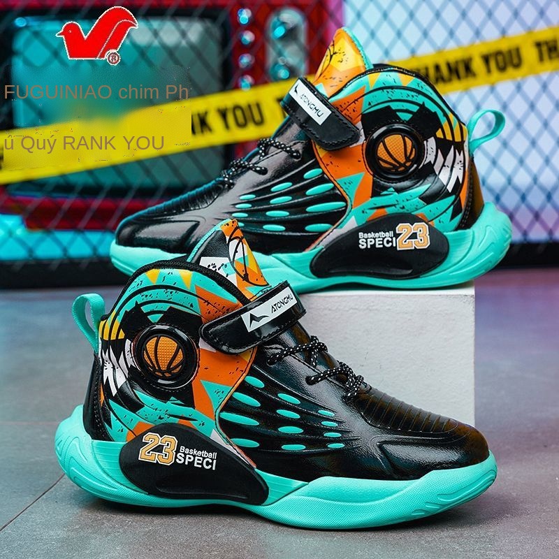 ♂☼Fortune Bird Giày bóng rổ trẻ em Bé trai Fall 2021 Bông thứ hai mới cộng với nhung mềm Đáy giày thể thao huấn luyện ch