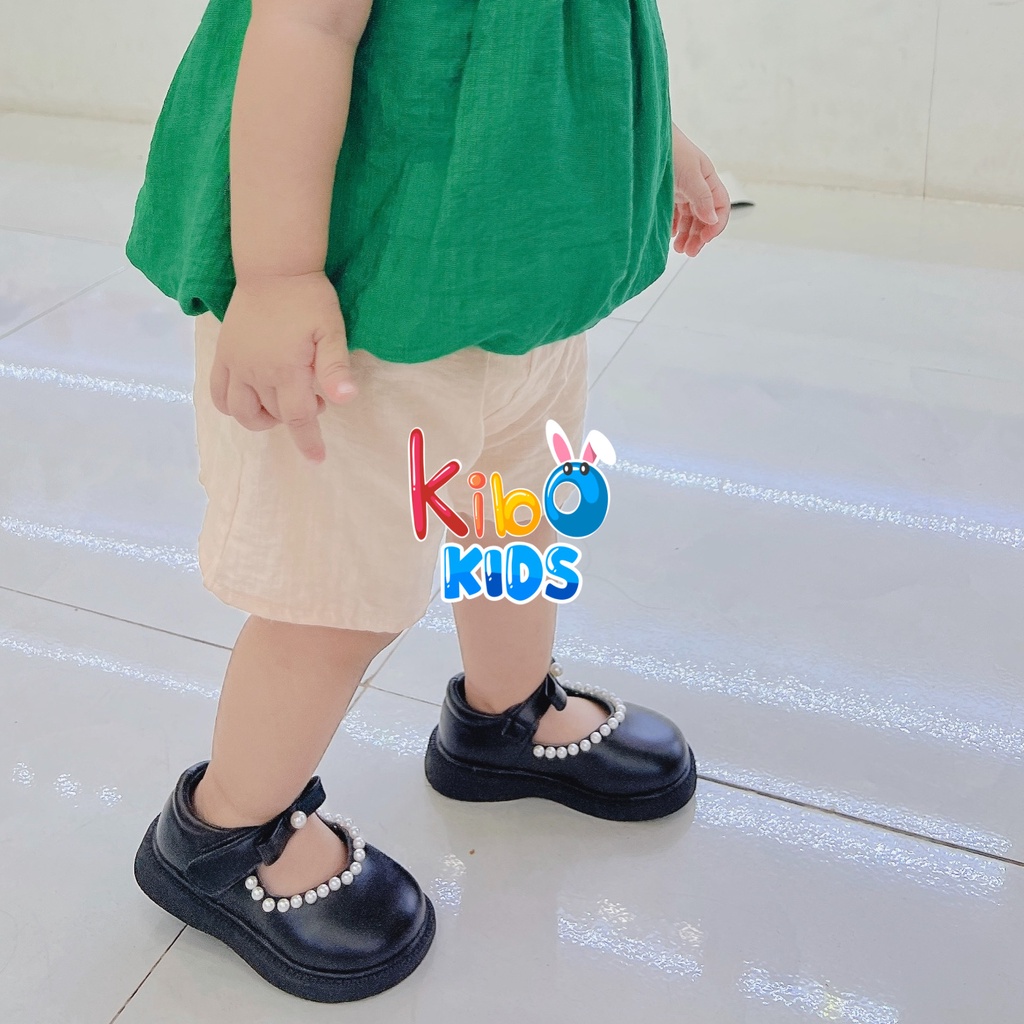 Giày Bé Gái - Giày búp bê da mềm phong cách Vintage Hàn Quốc có quai dán BB444 (có ảnh thật)