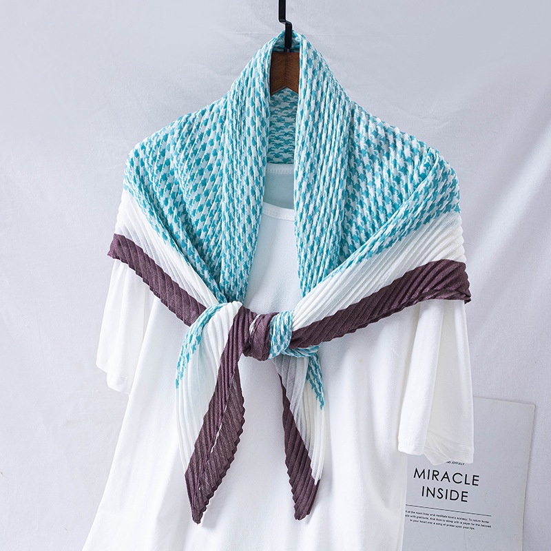 Khăn choàng cổ hình vuông 90cm bằng cotton họa tiết Houndstooth sành điệu cho nữ WJ1019-02