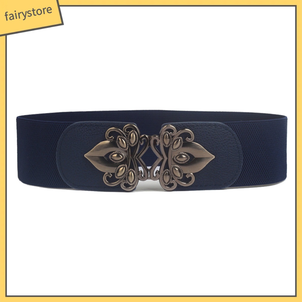 Dây thắt lưng da giả khóa cài kim loại thiết kế hoa phong cách vintage thời trang dành cho nữ