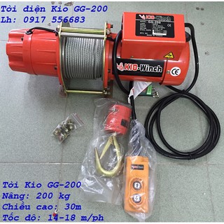 Tời điện Kio Winch GG200: tải trọng nâng 200kg cáp 30m điện 220v 1pha