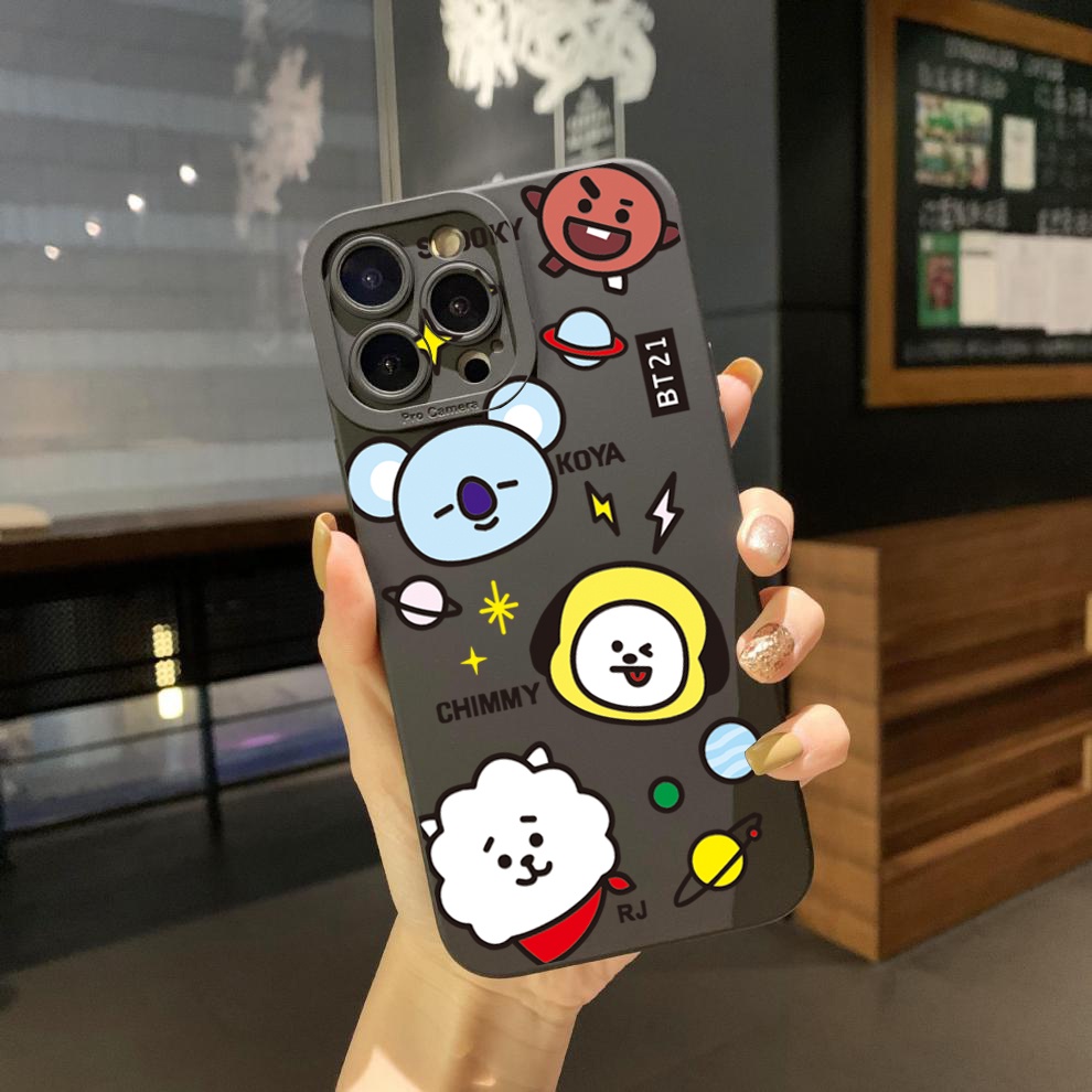 Ốp Điện Thoại Viền Vuông In Hoạt Hình BT21 Cho OPPO A16 A15 A16E A16k A95 Reno6 Z 5G A94 A54 A74 4G A53 A76 A96 4G A12 A5S A7