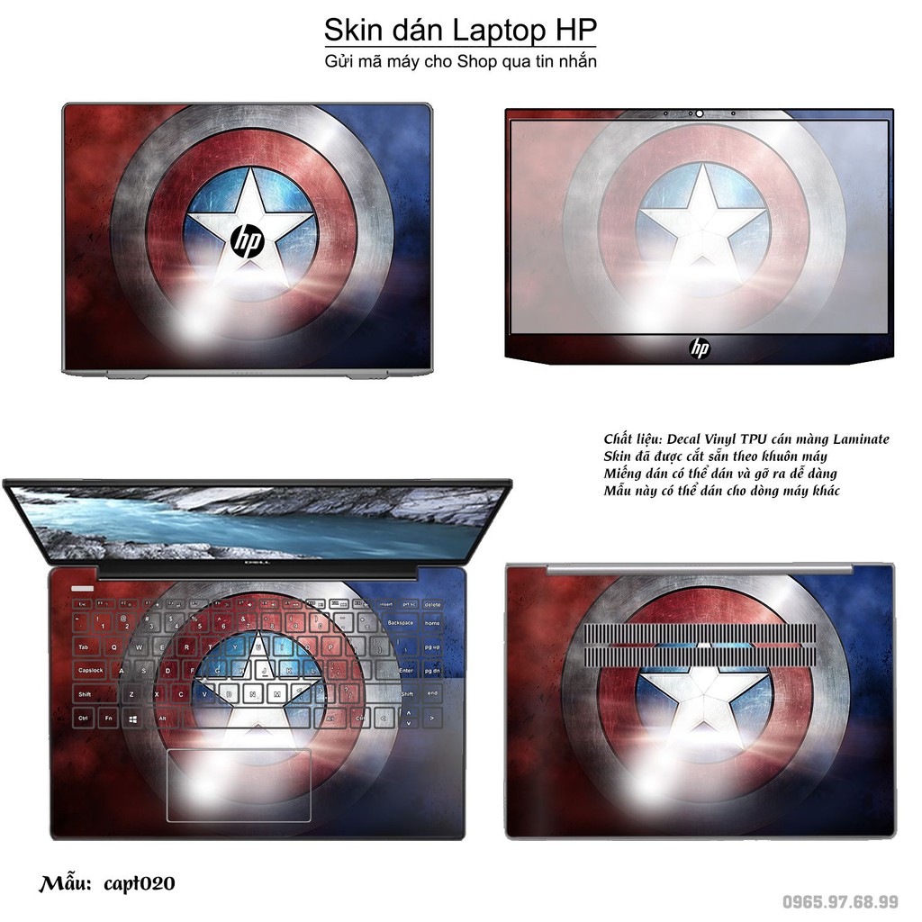 Skin dán Laptop HP in hình Captain (inbox mã máy cho Shop)