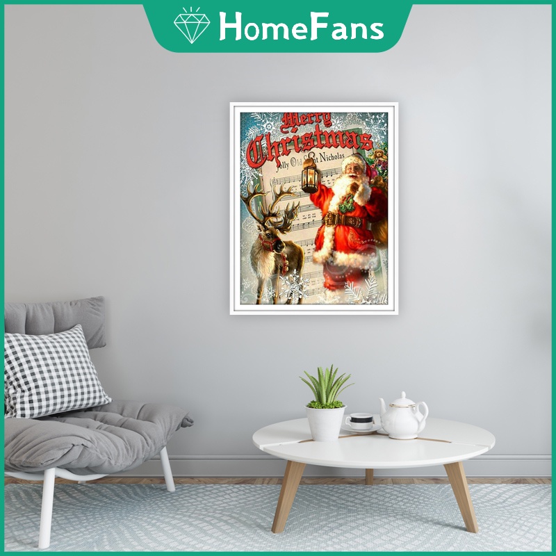 Bộ Tranh Đính Đá 5D Họa Tiết Ông Già Noel Độc Đáo DIY Dùng Trang Trí