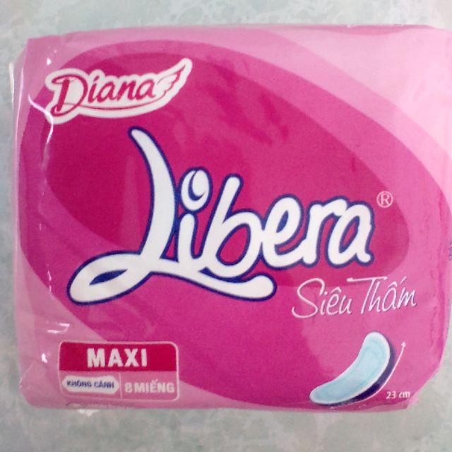 (Mặt lưới)Băng vệ sinh Diana Libera siêu thấm Dày Không Cánh, 8 miếng/gói.