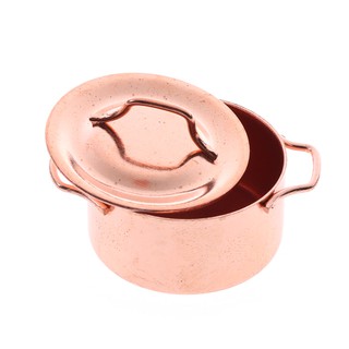 HEL❤ 1/12 Dollhouse Miniature Kitchen Copper Pot with Lid