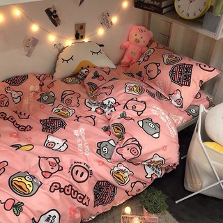 Sét chăn ga cotton poly lợn hồng mới