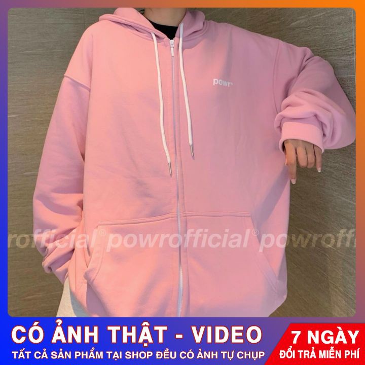 Áo nỉ nữ ⭐️ MẪU MỚI ⭐️ Áo khoác hoodie powr nhiều màu, có khoá kéo, chuẩn dáng rộng unisex | BigBuy360 - bigbuy360.vn