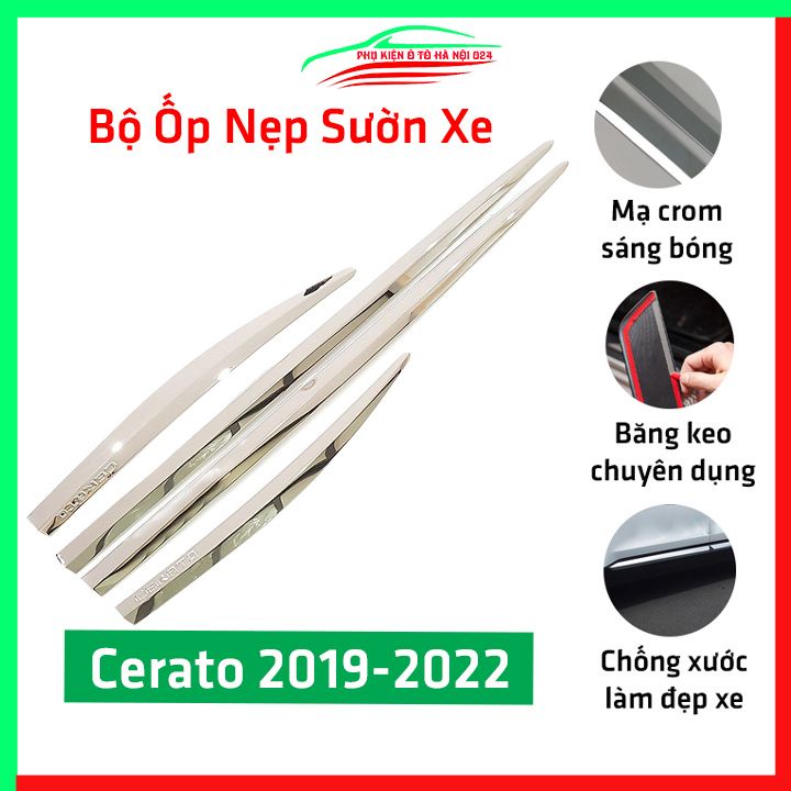 Bộ ốp nẹp sườn Cerato 2019-2022 mạ crom trang trí làm đẹp xe