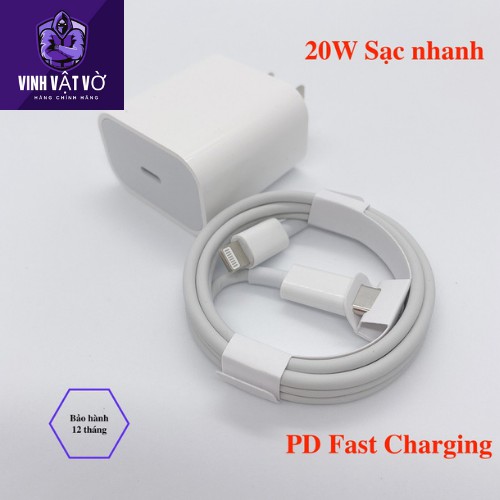 Bộ Sạc Nhanh 20w Cho Iphone 12 11 / 12 pro / 12 pro max / X XS MAX / 8 plus IPad Cáp Sạc Nhanh USB-C To Lightning