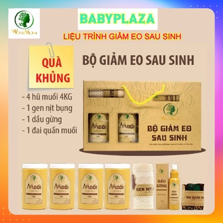 Trọn bộ giảm eo sau sinh wonmom 4 hủ muối + 1 đai quấn muối + 1 gen nịt bụng + 1 dầu gừng - hàng chính hãng