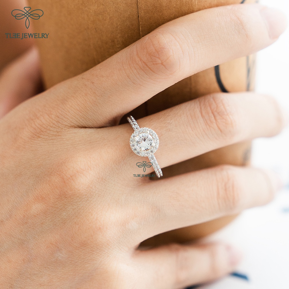 Nhẫn bạc nữ TLEE đá tròn viền nạm đá sang trọng TleeJewelry A0167
