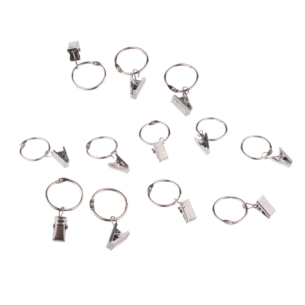 Bộ 12 cái vòng móc có kẹp treo rèm cửa tiện dụng