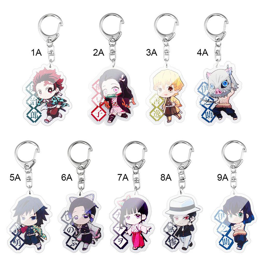 Móc chìa khóa bằng nhựa Acrylic họa tiết Kimetsu no yaiba Kamado Tanjiro Hashibira Inosuke Tomioka Giyuu dễ thương