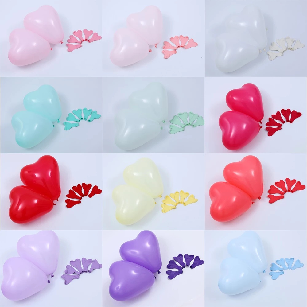 Set 50 Bong Bóng 12 Inch Trái Tim Hồng Macaron Trang Trí Tiệc Cưới/Sinh Nhật