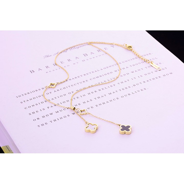Dây chuyền nữ ttian hoa L V rớt cách điệu siêu đẹp, bền màu, chuẩn thời trang