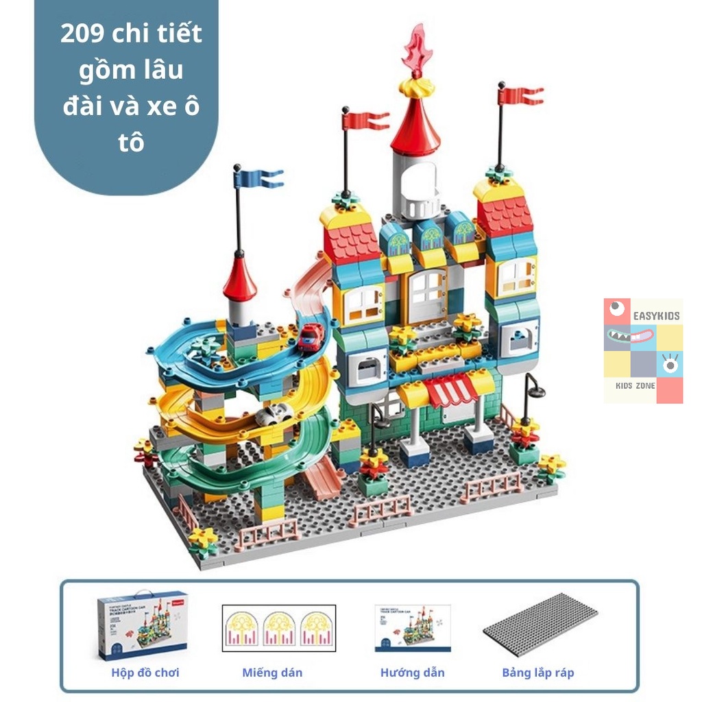 Đồ chơi xếp hình lắp ráp lâu đài, biệt thự trong mơ cho bé, đồ chơi xếp hình có kèm tấm đáy EASYKIDS