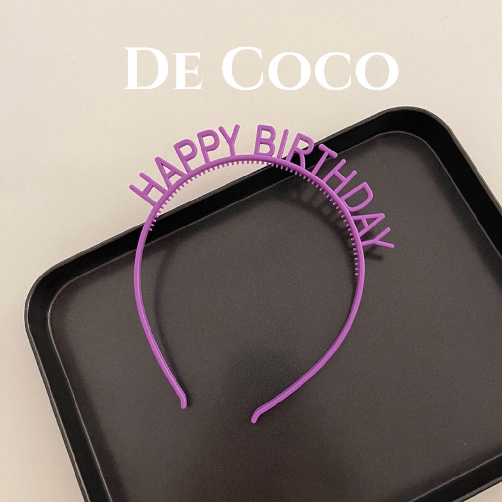 Bờm nhựa sinh nhật, cài tóc happy birthday De Coco