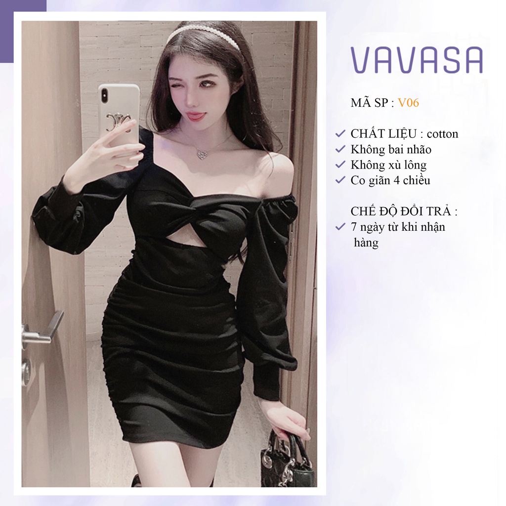 Váy body tiểu thư dự tiệc dáng dài đầm dáng ôm công chúa trễ vai VAVASA V06 | BigBuy360 - bigbuy360.vn