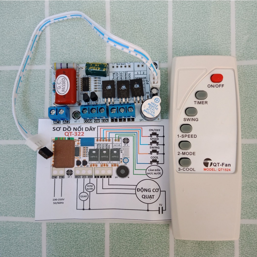 QT-322 Mạch quạt điều hòa đa năng dùng cho quạt thường, quạt hơi nước