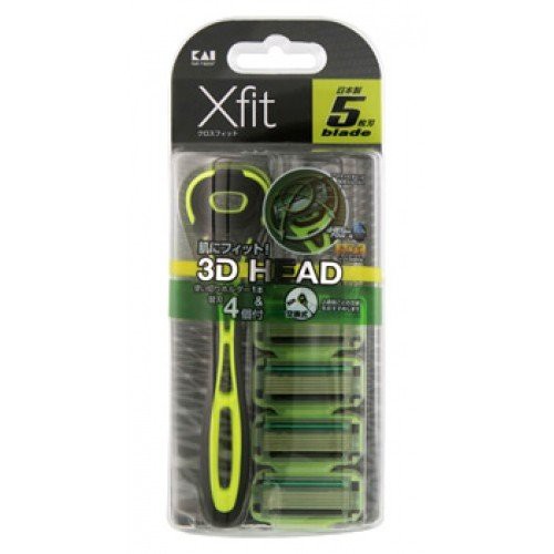 Set dao cạo 5 lưỡi kép Xfit KAI (1 thân, 4 lưỡi thay thế) - hộp dài