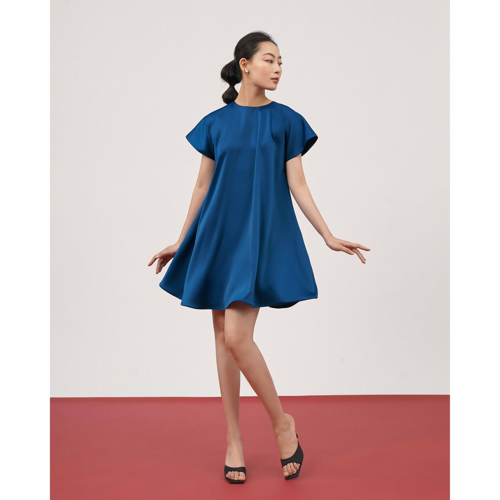 Đầm lụa dáng chữ A tùng xoè rộng Mauve A dress -JV&