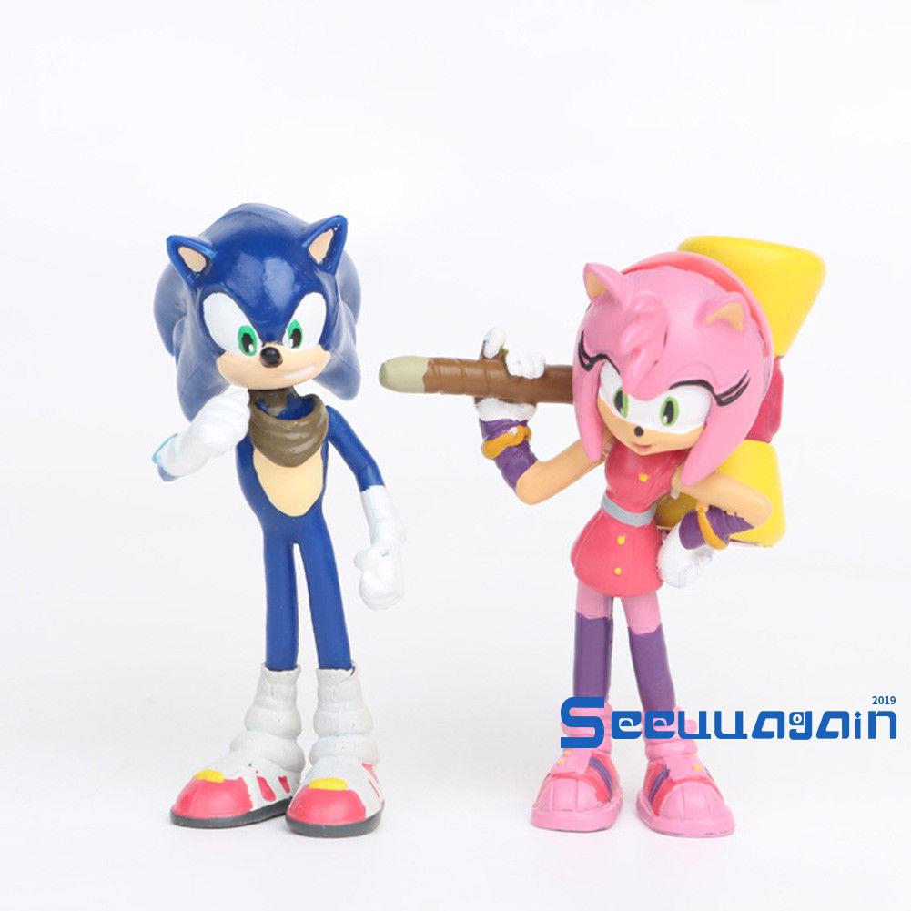 Bộ 6 tượng mô hình nhân vật Anime Sonic the Hedgehog phong cách chibi