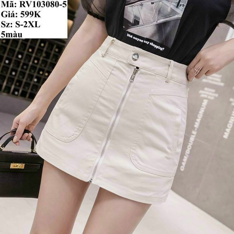 chân váy kaki xinh tươi dây kéo túi to 2 bên