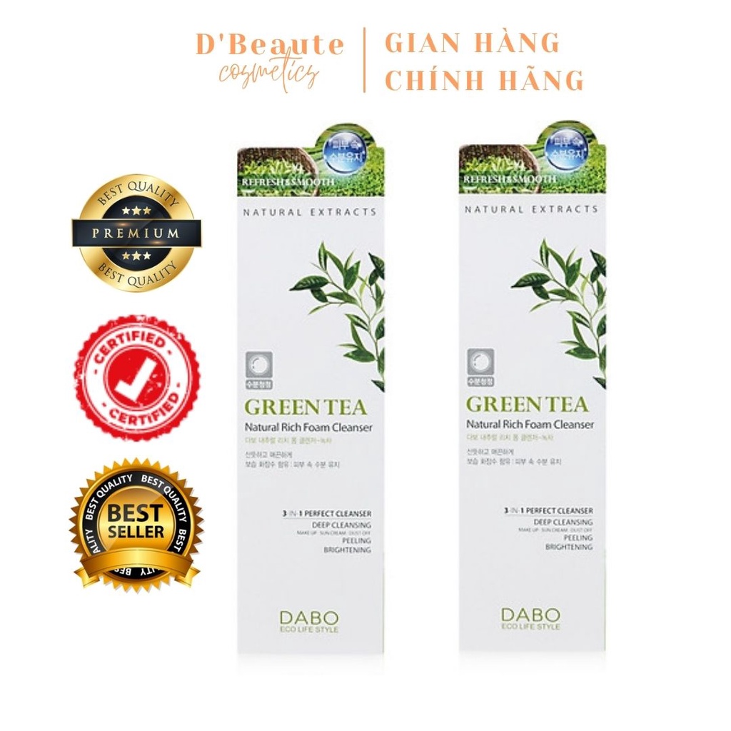 Bộ 2 sữa rửa mặt dành cho nam chiết xuất trà xanh GREEN TEA DABO hàn quốc ( 60ml) - Hàn Quốc Chính Hãng