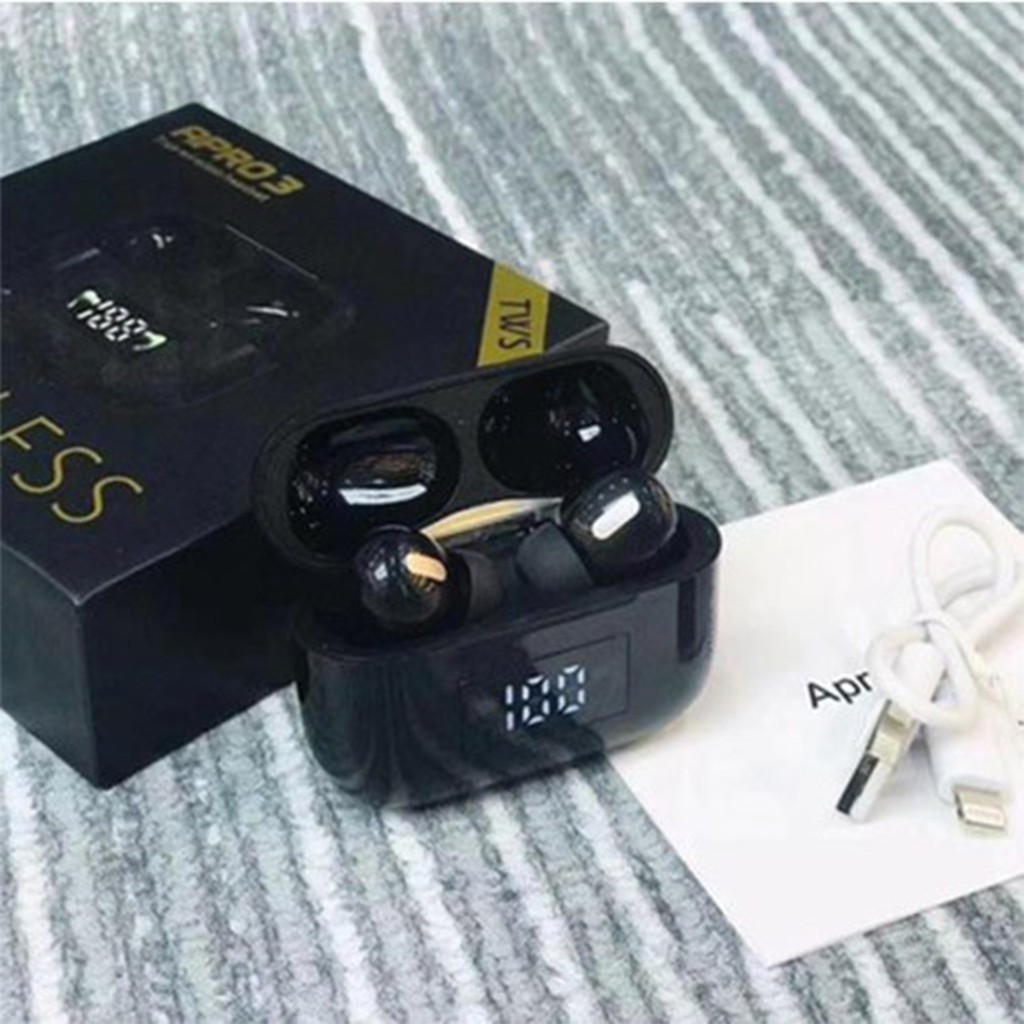 Tai nghe Blutooth Không dây Apro 3 True Wireless Công Nghệ 5.0 Kèm Đốc Sạc Cảm Biến Tự Động Kết Nối Màn Hình Led